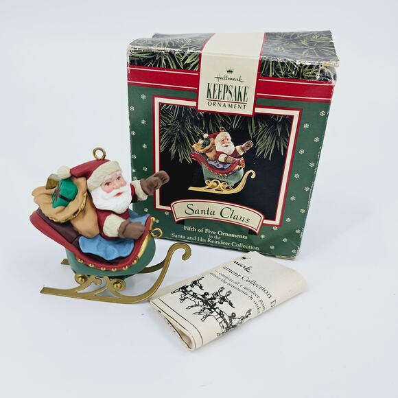 Lot of 2 Vintage 90s Hallmark Keepsake Ornaments Santa Claus & Prancer & Vixen - Picture 2 of 14